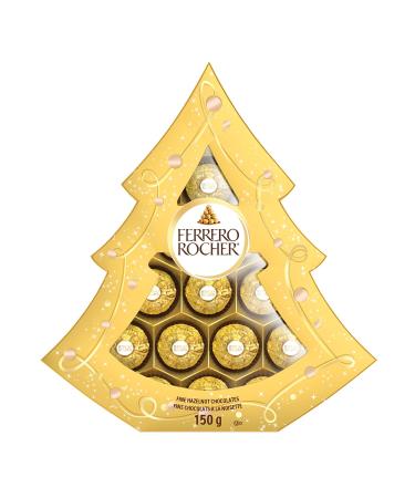Ferrero Rocher Fine Hazelnut Milk Chocolate Pine Tree Shaped Gift Box 12 Count Individually Wrapped Chocolate Candy 150g 12 pieces