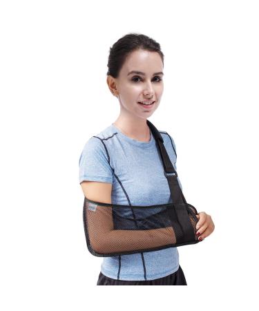 Arm Sling for Shoulder Injury Broken Arm Elbow Medical Grade Quality Mesh Arm Support Small for Men Women Injury Recovery Arm Immobilizer Unisex, 13"-16" Black Type2