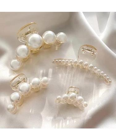 Agirlvct Pearl Hair Claw Clips - Strong Hold Styling Barrettes Gift Set for Women Girls - Non-Slip Hair Accessories (4 Pack) - Buy Online on GoSupps.com
