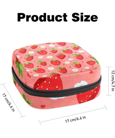 Strawberry Flower Pattern Sanitary Napkin Storage Bag - Menstrual Pouch for Women and Teen Girls - Portable Period Kit Organizer - Buy Online on GoSupps.com