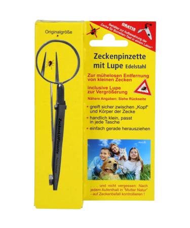 Tick tweezers Surge steel with a magnifying glass