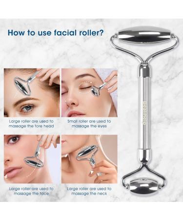 Stainless Steel Face Roller & Gua Sha Tool | Anti-Aging Skin Care for Puffiness & Wrinkles - Buy Online on GoSupps.com