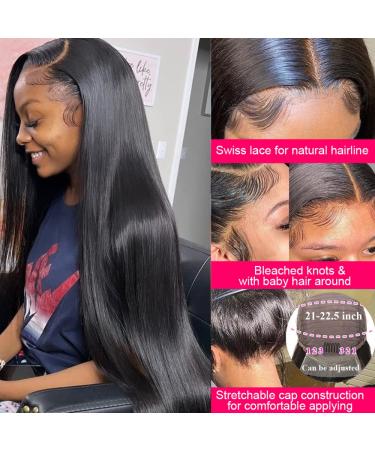 Lace Front Human Hair Wig - Straight Brazilian Virgin Hair, 150% Density, Pre-Plucked with Baby Hair - Natural Color, 30inch - Buy Online on GoSupps.com
