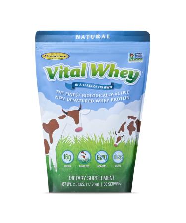 Grass-Fed Whey Protein Powder for Immune Vitality Natural Flavor 2.5lbs (56 Servings) 15g Protein Per Serve Vital Whey Clean Holistic Wellness Nutrition Natural 2.5 Pound (Pack of 1)