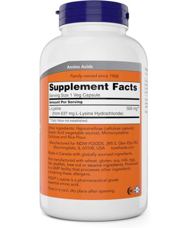 Buy Now L-Lysine 500 mg - 360 Capsules | Best Price & Fast International Shipping - Buy Online on GoSupps.com