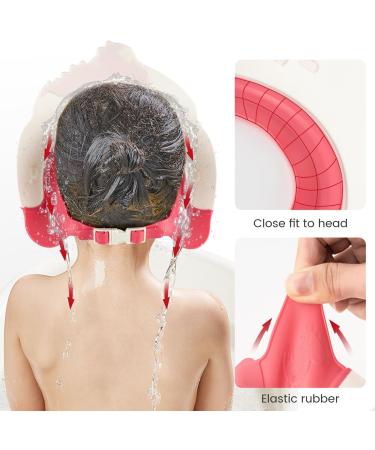 FUNUPUP Baby Shower Cap - Adjustable Hair Washing Shield for Kids - Red Pink Dinosaur Design - Buy Online on GoSupps.com
