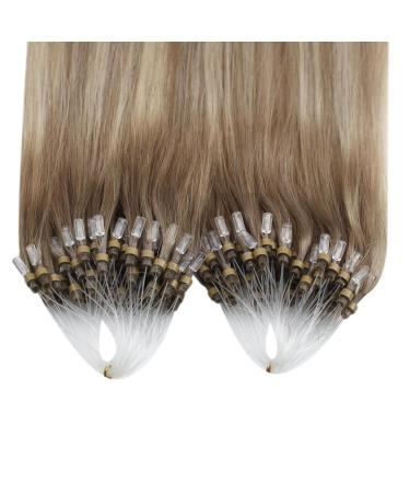 Ugeat 60cm Balayage Blonde Microring Real Hair Extensions - Light Brown Ombre Ice Blonde Micro Loop - 50g 50 Strands #9A/60/9A - Buy Online on GoSupps.com