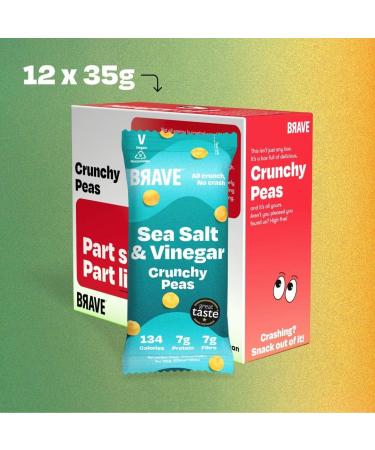  BRAVE BRAVE Roasted Peas: Salt & Vinegar Healthy High Protein Low Calorie Snack (12 x 35g Packs) - Buy Online on GoSupps.com