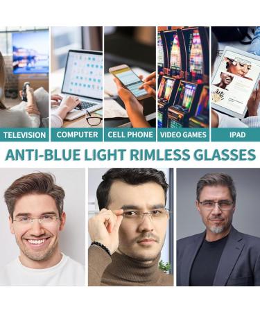 SCJJZ Blue Filter Glasses - Anti-Blue Light Rimless Reading Glasses (2 Pack) | Comfortable & Stylish Eye Protection for Screen Use - Buy Online on GoSupps.com