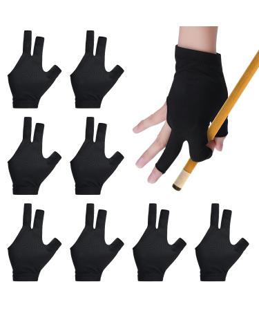 Thinp 8 Pieces 3 Fingers Pool Gloves, Billiard Gloves Cue Shooter Pool Gloves Left and Right Hand Shooters Snooker Cue Sport Glove for Women Men Billiard Shooters Sports Accessories
