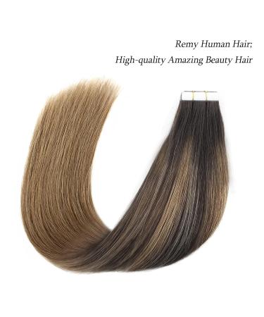 Shop Balayage Hair Tape Extensions - Real Remy Human Hair Double-Sided 50g Chestnut Brown & Dark Brown | 20 Pieces 50 cm - Buy Online on GoSupps.com