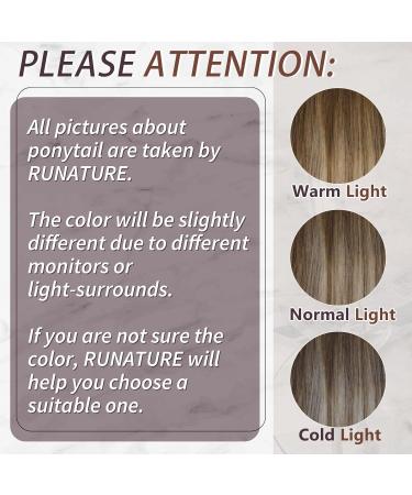 Runature Balayage Clip-In Braid Hair Extensions - 35cm Dark Brown & Blonde Mix 70g Human Hair Perfect for Ponytails - #3/8/25 & #3/8/22 - Buy Online on GoSupps.com