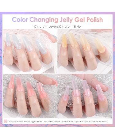 Sunshine Color Changing Jelly Gel Nail Polish - Summer Pink Translucent UV Sheer Gel Polish - Buy Online on GoSupps.com