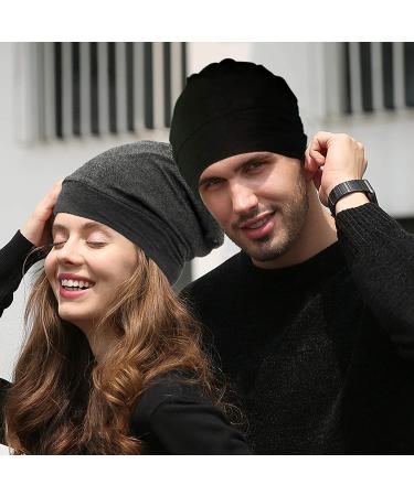 Silk Bonnet Sleep Cap - Soft & Comfortable Satin Sleeping Cap for Women and Men - Large Beanie Hat for Natural Curly Hair Protection - Black - Buy Online on GoSupps.com
