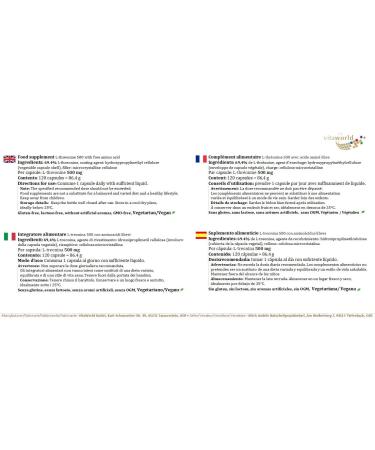 Pack of 3 Vita World L-Threonine 500 3 x 120 Capsules Made in Germany - Buy Online on GoSupps.com