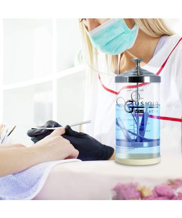 Gusnilo Sanitizing Jar (30oz) with Stainless Steel Tray | Disinfection Glass Jar for Nail, Hair & Beauty Tools - Buy Online on GoSupps.com
