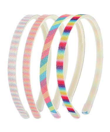 WLLHYF Glitter Headband 4pcs Plastic Sparkly Cute Non Slip Chunky Hairbands Thick Bling Confetti Rainbow Hair Bands with Teeth Little Girls Colorful Hair Accessories Rainbow color