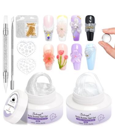 BISHENGYF 30g 3D Gel 2pcs Mermaid Pearl 3D Gel Nail Art Clear Gel