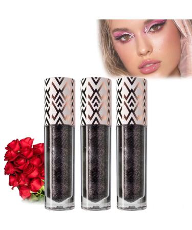 Black Glitter Lip Gloss Diamond Shimmer Nourishing Lipstick Non-sticky Long Lasting Moisturizing Lip Gloss Liquid Lip Gloss Lip Gloss for Women