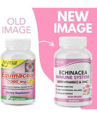 Arymar Echinacea 1000 mg with Vitamin C (60 Capsules) - Immune Support Supplement with Antioxidants - Buy Online on GoSupps.com