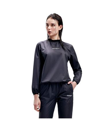 HOTSUIT Sauna Suit Women Durable Gym Workout Sauna Jacket Pants Sweat Suits Black Jacket & Pants Large
