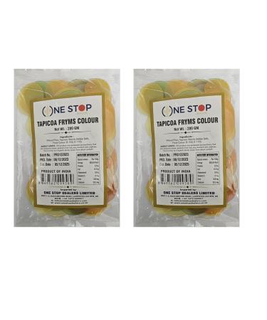 One Stop Dealer Tapioca Fryms (Colored) (200 Gram) - Crispy and Delicious Ready To Fry For Fast Upwas Crispy Fryums Teatime Snack Natural Ingredients - Good for Fasting Or Upwaas (Pack of 2)