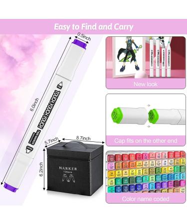 Banral 130 Colors Dual Tip Alcohol Based Markers Set - Premium Brush Markers for Artists, Kids, and Adults - Ideal for Coloring, Drawing, Sketching, and Illustration with Case - Buy Online on GoSupps.com