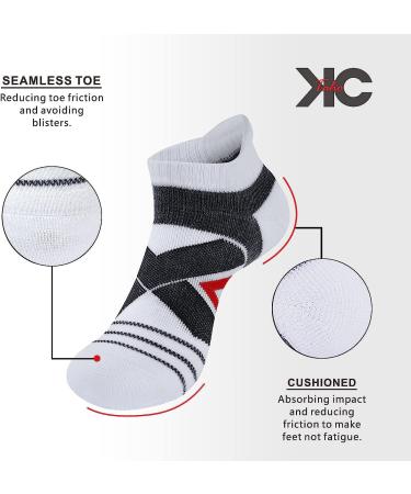 KC-TAHO Men's Sports Compression Socks 4-Pack - Large Size, 16-23 mmHg, Cotton Cushioned, Achilles Tendonitis Relief | A-Black+White+Gray+Navy - Buy Online on GoSupps.com