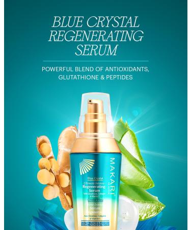 Makari Blue Regenerating Crystal Serum 1.7 OZ | Brightening & Tightening Body Serum with Natural Glutathione | Anti-Aging Dark Spot Reduction & Even Complexion - Buy Online on GoSupps.com