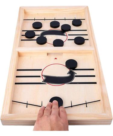 moopok Fast Sling Puck Game,Wooden Hockey Game Sling Puck.Desktop Battle Wooden Sling Hockey Table Game,Adults and Kids Family Games. Medium