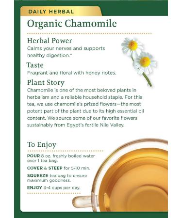 Organic Chamomile Herbal Tea - Caffeine Free | Traditional Medicinals - 16 Wrapped Bags - Buy Online on GoSupps.com