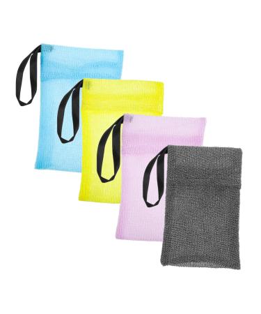 CANIGHT 4 Pcs Bar Soap Pouch for Bathing Mesh Soap Bag Soap Net Bag Bathing Exfoliating Soap Pouch Nylon
