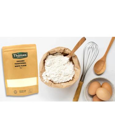 Traditional Organic White Flour-Certified Organic Non-GMO Vegan No Additives No Preservatives Resealable Bag by Thames Organic 1kg - Buy Online on GoSupps.com