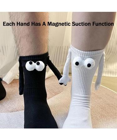 VVZZL Funny Magnetic Suction 3D Doll Couple Socks - Couple Holding Hands Novelty Unisex Socks (2 Pairs, Black) - Buy Online on GoSupps.com