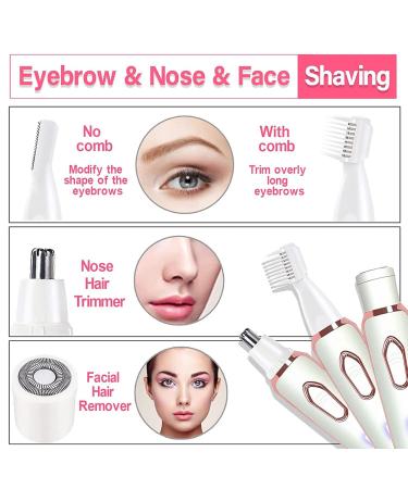 4 in 1 Women's Electric Razor - Stainless Steel Hair Cutter for Face Mustache Arms Legs Armpits & Bikini - Washable & Easy to Use - Buy Online on GoSupps.com