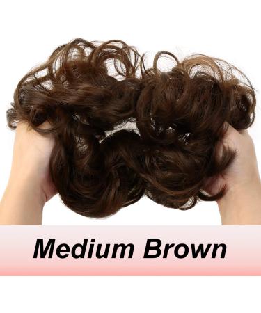 JJstar Messy Hair Bun Scrunchies for Women & Girls - Medium Brown Curly Wavy Synthetic Chignon Accessories - Buy Online on GoSupps.com