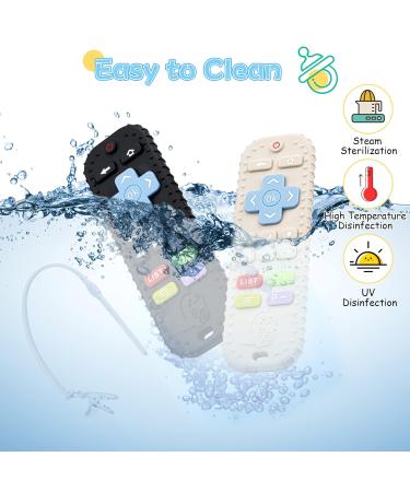 Buy Baby Biting Toys - 3 Silicone Teething Rings & Pacifier Chain BPA-Free 3+ Months White & Black - Buy Online on GoSupps.com