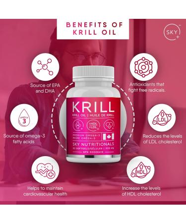 Sky Nutritionals NKO Krill Oil Softgels Omega-3 Supplement 500 mg Antarctic Krill 60 Count (3 Pack) - Buy Online on GoSupps.com