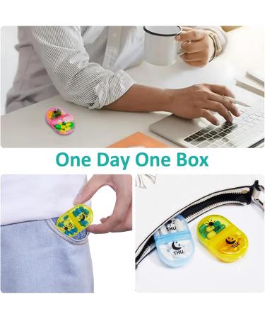 Portable 2 Times a Day 7 Day Pill Box Organizer for Medication - Clear Rainbow - Buy Online on GoSupps.com
