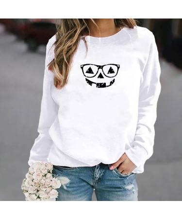 Halloween Costumes Round Neck Casual Long Sleeve Sweatshirt Top Womens Blouse Medium White Large - Buy Online on GoSupps.com