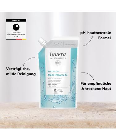 Lavera Refill Bag Base Sensitive Mild Care Soap - Organic Aloe Vera Liquid Soap for Sensitive Skin - Vegan pH-Neutral - 6 x 500ml - Buy Online on GoSupps.com