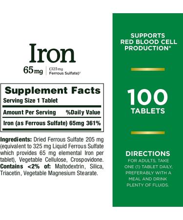 Nature's Bounty Iron 65 mg - 100 Tablets for Energy & Immune Support - Buy Online on GoSupps.com