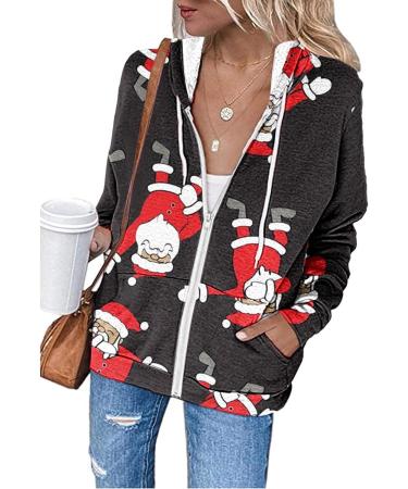 Trendy Christmas Santa Claus Print Hoodie for Teen Girls and Women - Medium Black - Buy Online on GoSupps.com