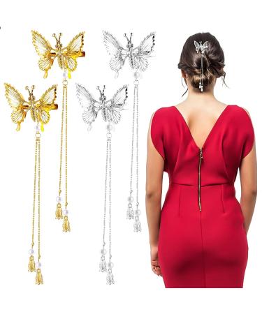 Sibba 4 Pcs Moving Wings Butterfly Hair Clips with Tassel | Bride Wedding Hairpin for Women and Girls - Buy Online on GoSupps.com