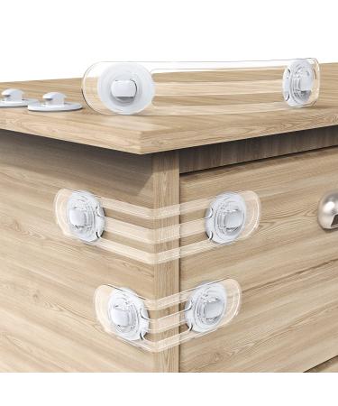 Septeteamay 12 pieces of child locking cabinet transparent drawer protection baby for drawers and drawers for gluing two size cabinet protection bonus child locking drawer without drilling