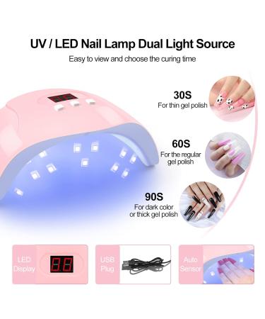 COSCELIA UV LED Nail Lamp 36W | Portable Gel Nail Dryer with Timer | Professional Nail Hardening Lamp (Pink) - Buy Online on GoSupps.com