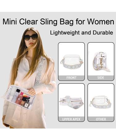 Buy Transparent Bunkbag with Belly Pocket for Women - Stadium-Approved Wide Shoulder Strap PVC Design in White/Opulent Garden - Buy Online on GoSupps.com