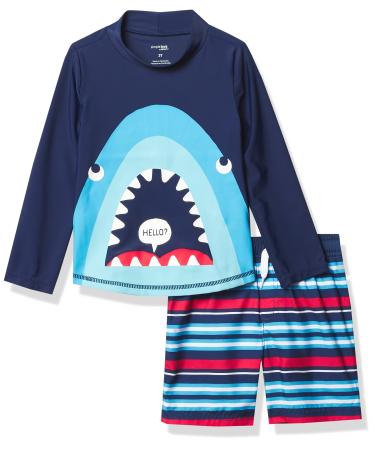 Simple Joys by Carter's Baby Boys' Swimsuit Trunk and Rashguard Set Rash Guard 5 Years Navy Shark/Red Stripes - Buy Online on GoSupps.com