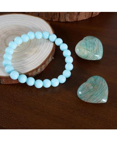 Healing Crystal Introverted Child Set 2Pcs Natural Quartz Amazonite Heart Crystal Stone and 1Pcs Amazonite Power Bead Crystal Bracelet B# Amazonite Crystal - Buy Online on GoSupps.com