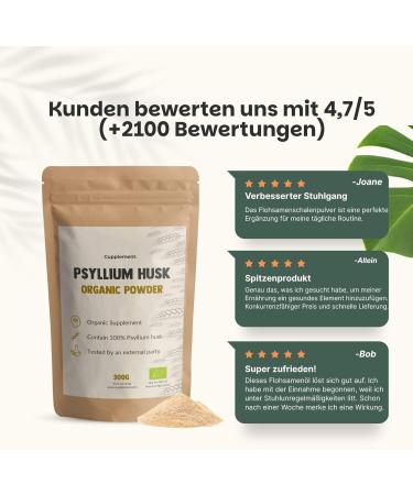  Cupplement Psyllium Fiber Powder 300 Grams - Organic Psyllium Husk - Premium Quality - Buy Online on GoSupps.com